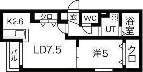 コローレ発寒南(1LDK/2階)の間取り写真