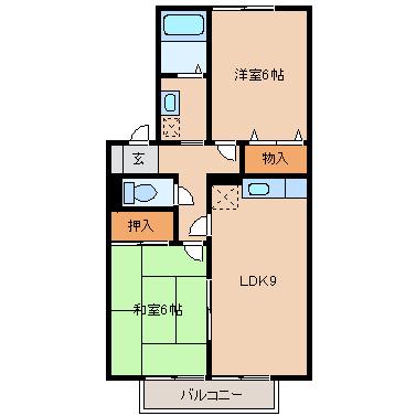 エスペランス(2LDK/2階)の間取り写真