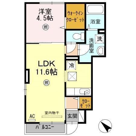 アゼリア福吉(1LDK/1階)の間取り写真