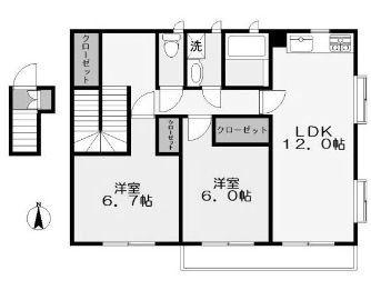 リュミエールI(2LDK/2階)の間取り写真