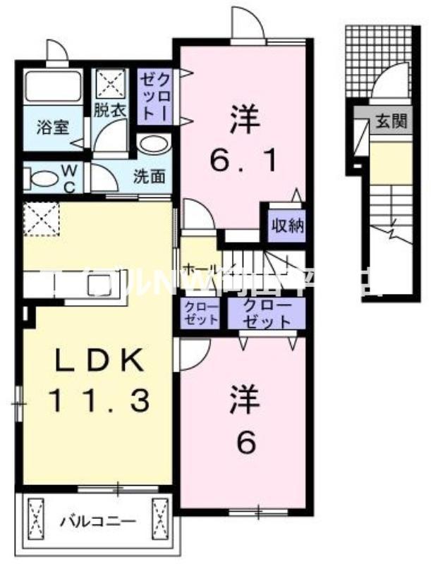 ベル・ルーチェ III(2LDK/2階)の間取り写真