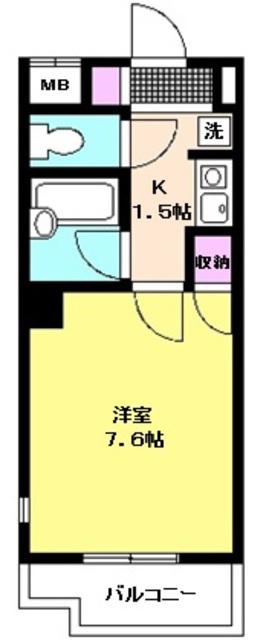 ルシールふじみ野(1K/4階)の間取り写真
