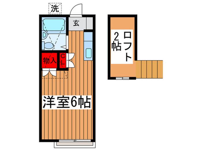 グリーンヒルハイツ(ワンルーム/2階)の間取り写真