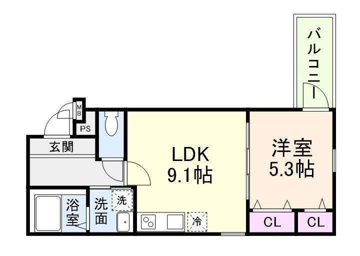 CHARME PARKSIDE II(1LDK/2階)の間取り写真
