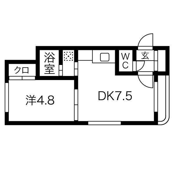 ブローニュ24(1DK/3階)の間取り写真