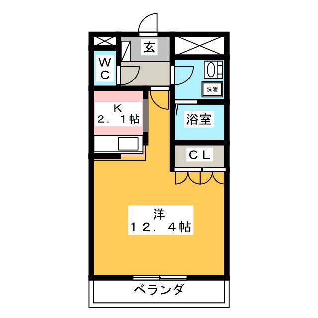 スプリング デザイアー(1K/2階)の間取り写真