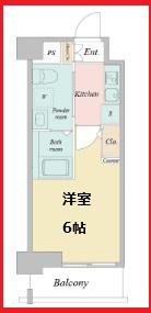 アールジェイアールリクロス高砂(1K/4階)の間取り写真