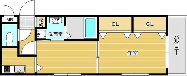 エステートモア鳥飼NOVA(1DK/2階)の間取り写真