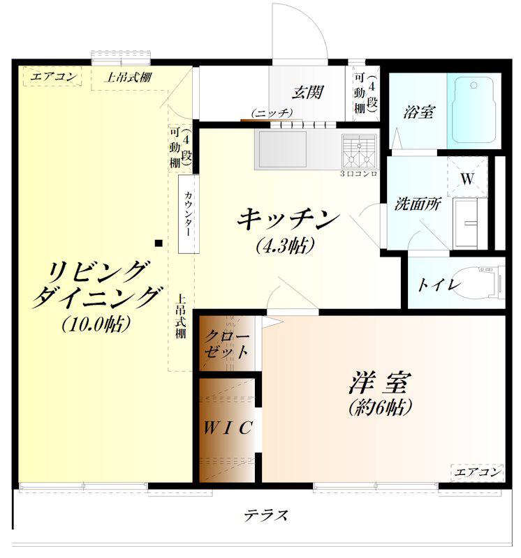 レーゾンドールA棟 都市ガス(1LDK/1階)の間取り写真