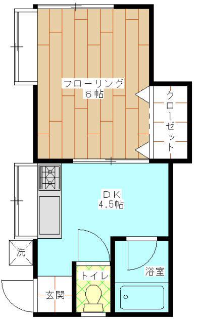 ハイツG(1DK/1階)の間取り写真