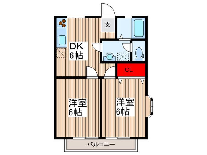 ヴィラエトワール(2DK/2階)の間取り写真