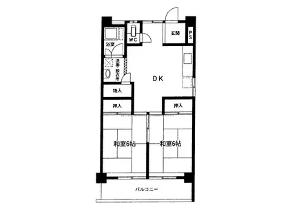 第二千歳荘(2DK/3階)の間取り写真
