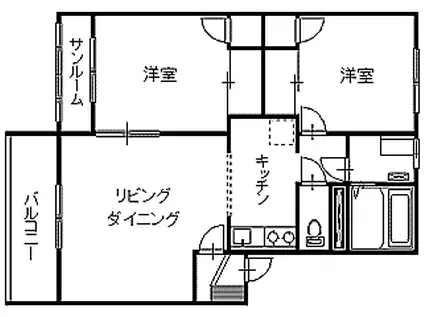サンビーノ(2LDK/2階)の間取り写真