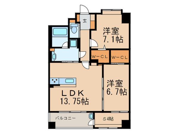 LAMER港(2LDK/12階)の間取り写真