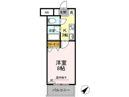 メゾン木の花(1K/1階)の間取り写真