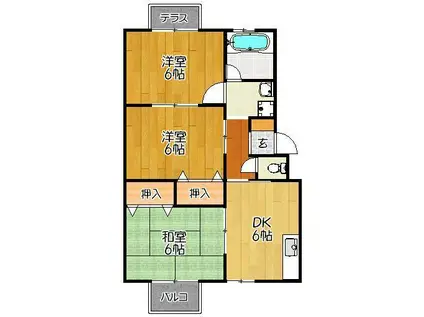 モンブランハイツ(3DK/2階)の間取り写真