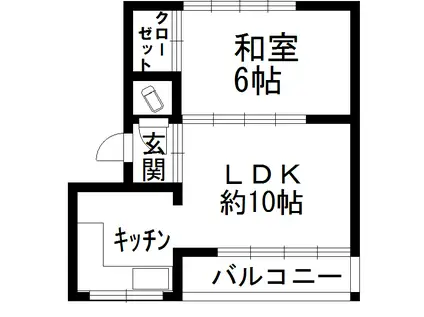 熊本県人吉市西間下町字高見753-3 松尾アパートC棟(1LDK/1階)の間取り写真