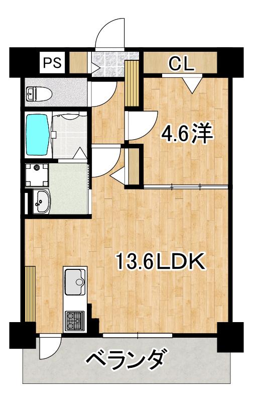 山中ハイツIV(1LDK/1階)の間取り写真