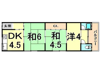 ＪＲ東海道本線 立花駅 徒歩13分 2階建 築54年(3DK/2階)の間取り写真