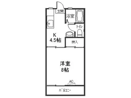 コーポモリシタ(1K/2階)の間取り写真