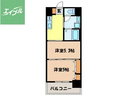 スカイコート西山(2K/4階)の間取り写真