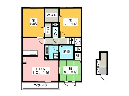 芝久保翠亭(3LDK/2階)の間取り写真