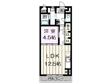 オークハイツIII(1LDK/2階)の間取り写真