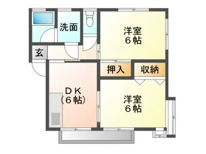 ミレニアム桑田(2DK/1階)の間取り写真