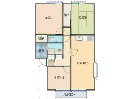 メゾンド・ユリB(3LDK/2階)の間取り写真