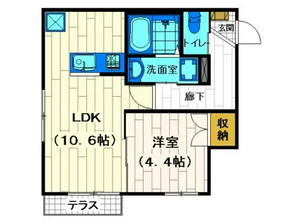 旭化成ヘーベルメゾン・シャトージュン(1LDK/1階)の間取り写真