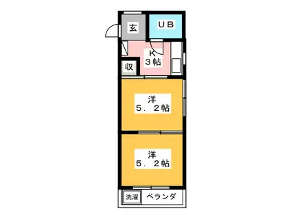 米村コーポ(2K/3階)の間取り写真