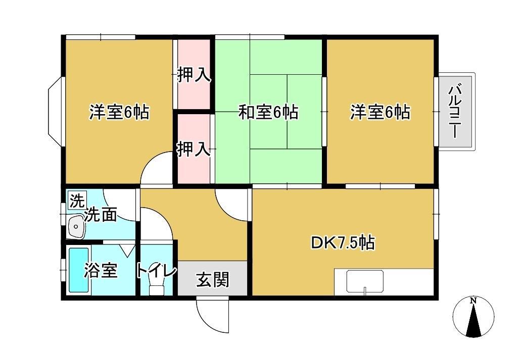 ハウス新町(3DK/2階)の間取り写真