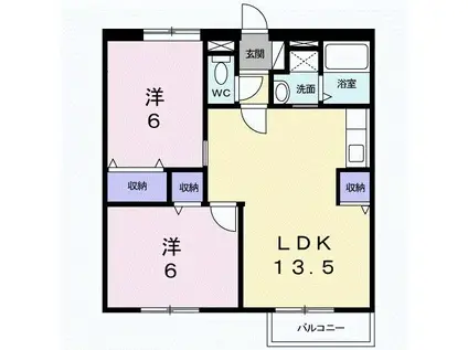 さくらんぼハイツ(2LDK/1階)の間取り写真