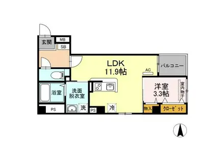 OTC田町マンション(1LDK/2階)の間取り写真