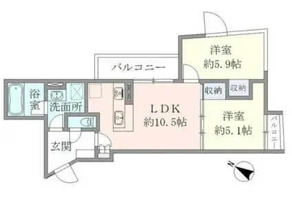 HTピア赤坂(2LDK/5階)の間取り写真