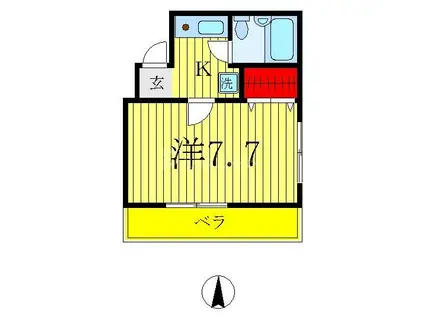 サポーレ北松戸(1K/3階)の間取り写真