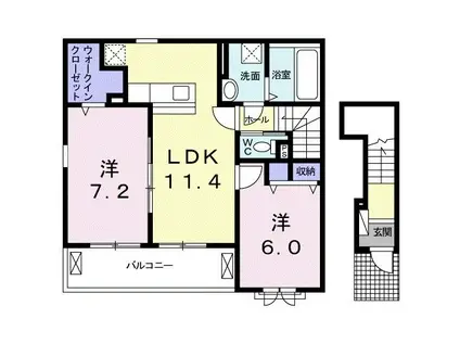 エキタシオン(2LDK/2階)の間取り写真