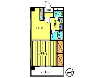 第5サクママンション(1DK/6階)の間取り写真