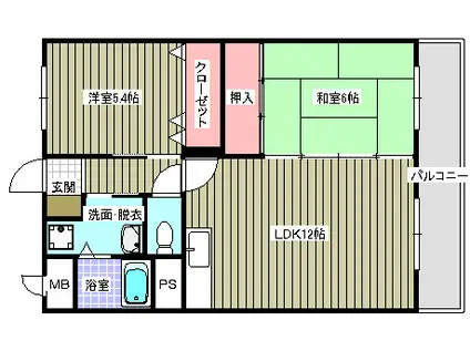 サンセールユイット篠栗(2LDK/4階)の間取り写真