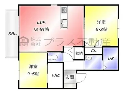 プロシードMG C棟(2LDK/1階)の間取り写真