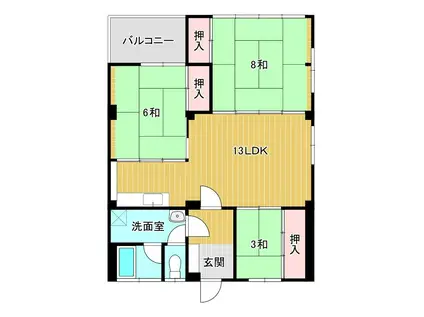 恵比寿マンション(3LDK/5階)の間取り写真