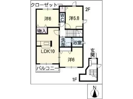 ドリームパレス(3LDK/2階)の間取り写真