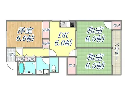 甲子園口サライ(3DK/3階)の間取り写真