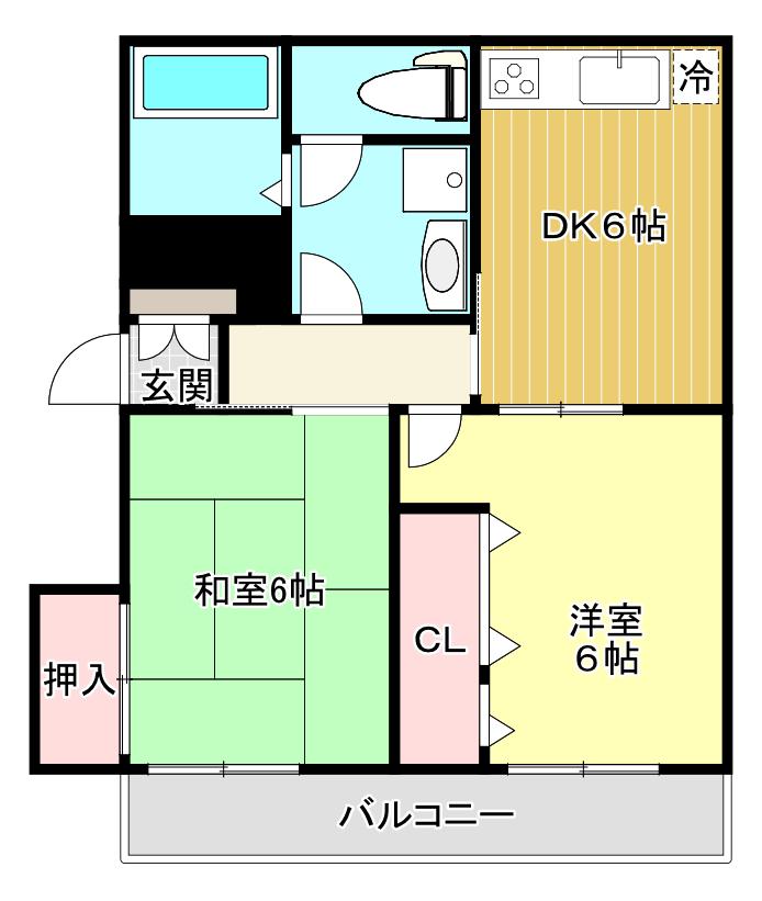 パークサイドハイツ(2DK/1階)の間取り写真