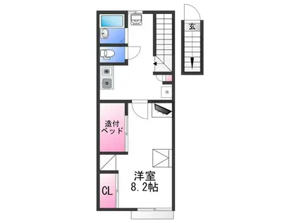 レオパレス楠見中(1K/2階)の間取り写真