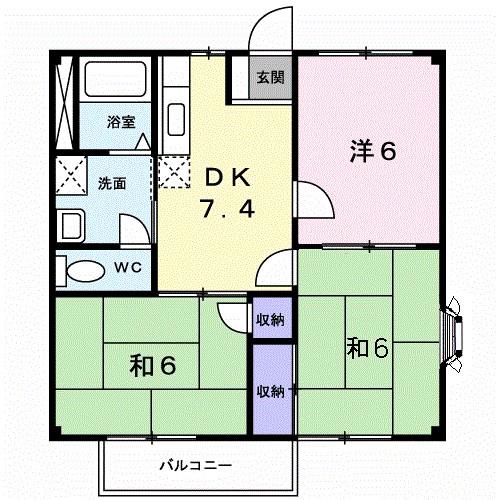 グリーンシティ清瀬(3DK/2階)の間取り写真