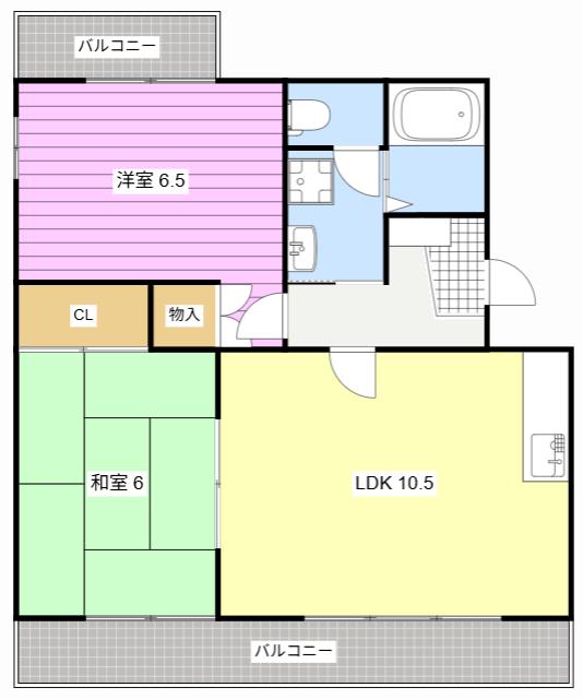 サンクレール(2LDK/2階)の間取り写真