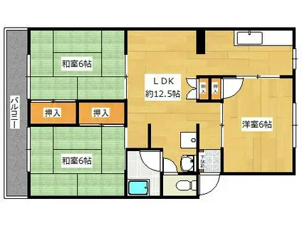 高倉ハイツ(3LDK/3階)の間取り写真