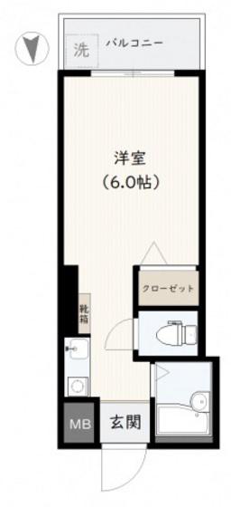 ベルミヤジ(ワンルーム/6階)の間取り写真