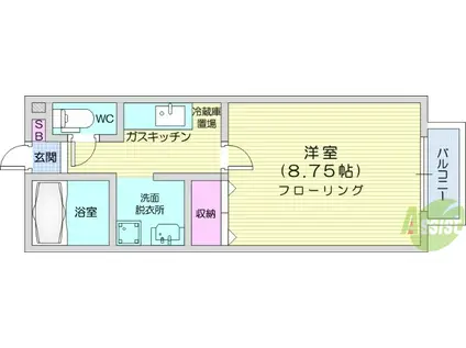 パセオプラシード神明(1K/1階)の間取り写真